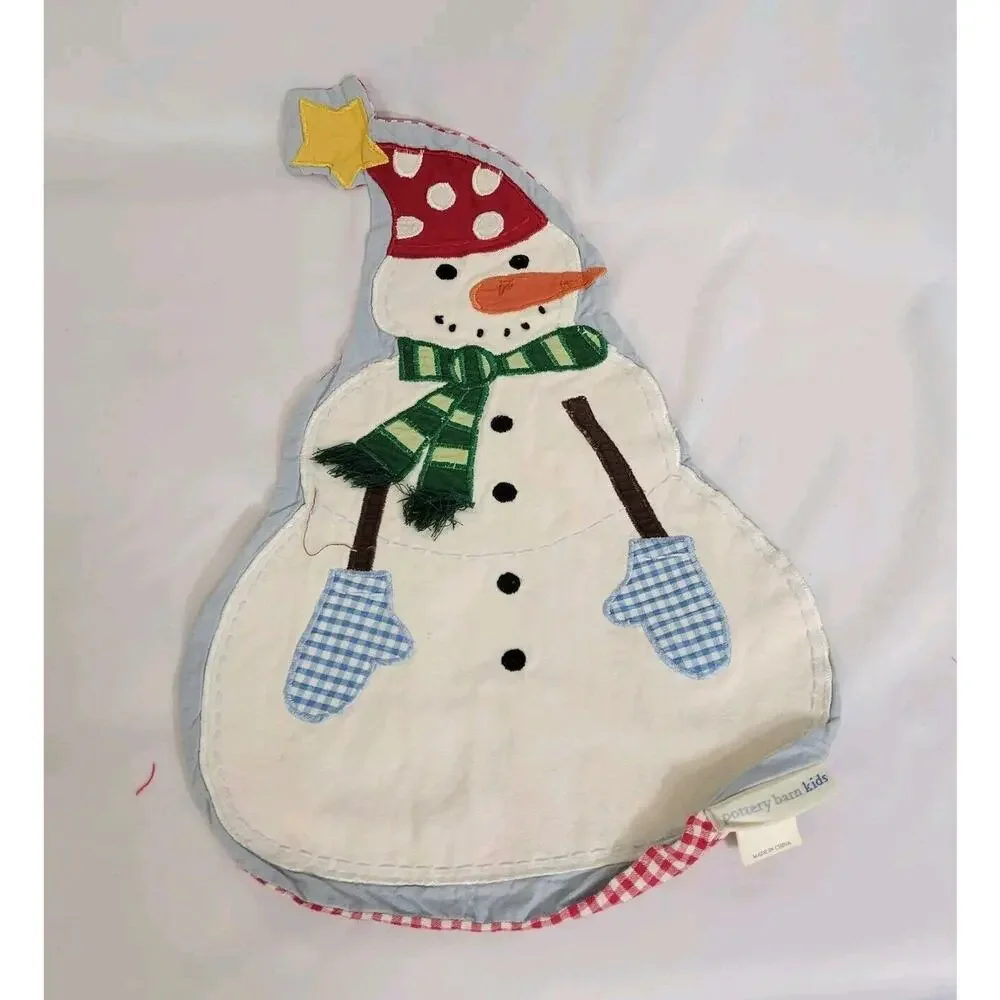 Pottery Barn Kids Set Of 3 Christmas Tree Santa Claus Snowman Cotton Placemats